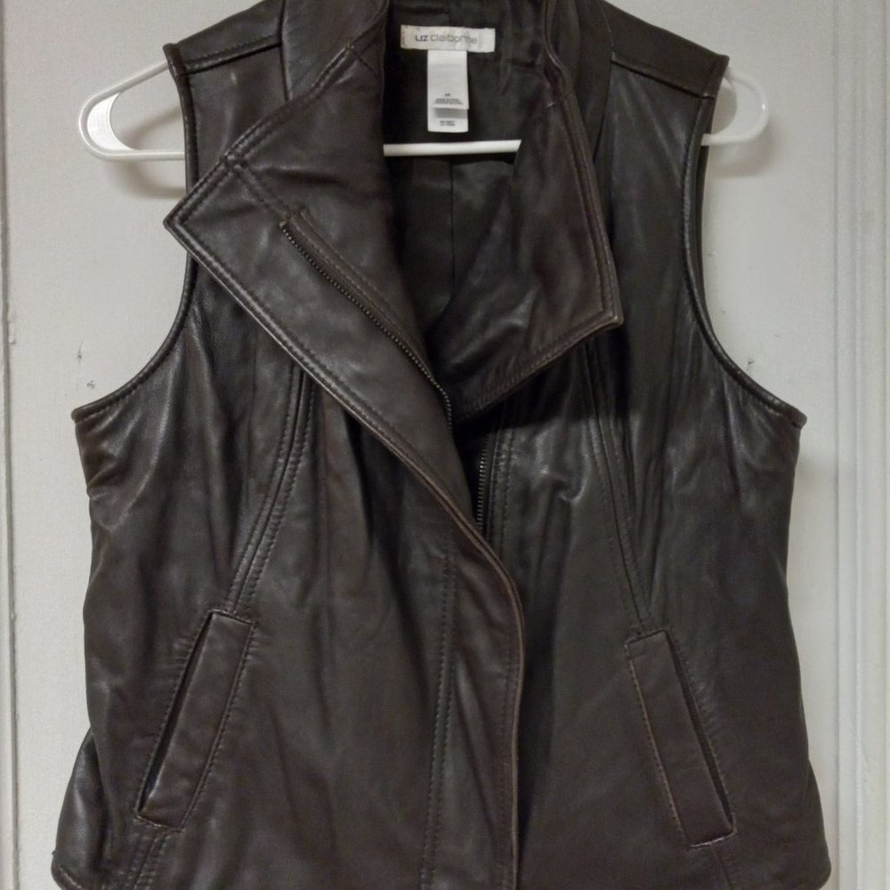Liz Claiborne Brown Leather Vest